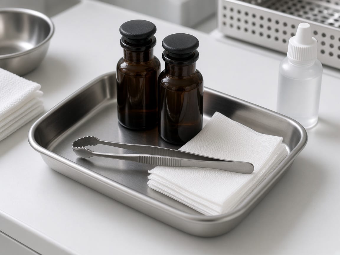 Kehr tabağı ve forceps - sülük uygulaması natürmortu